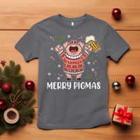 Christmas Pig Drinking Beer T Shirt Funny Merry Pigmas Gift - Wonder Print Shop