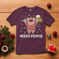 Christmas Pig Drinking Beer T Shirt Funny Merry Pigmas Gift - Wonder Print Shop