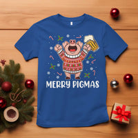 Christmas Pig Drinking Beer T Shirt Funny Merry Pigmas Gift - Wonder Print Shop