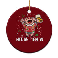 Christmas Pig Drinking Beer Ceramic Ornament Funny Merry Pigmas Gift - Wonder Print Shop