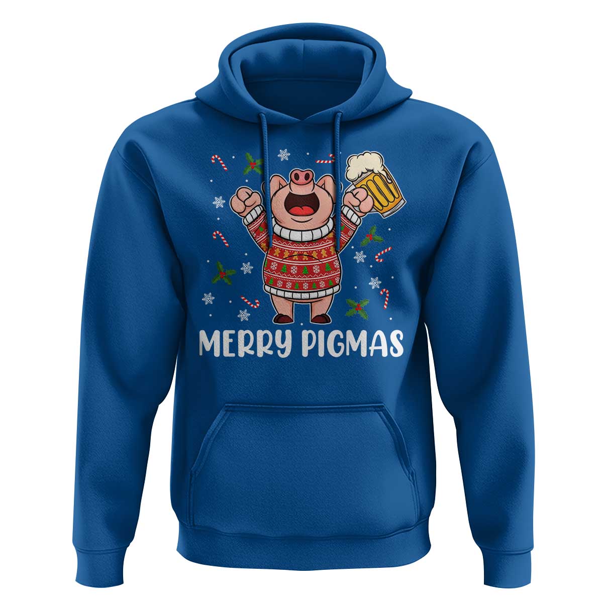 Christmas Pig Drinking Beer Hoodie Funny Merry Pigmas Gift - Wonder Print Shop