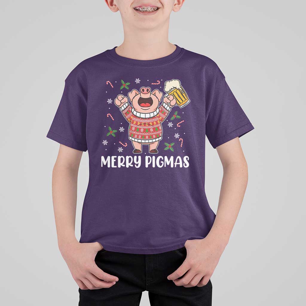 Christmas Pig Drinking Beer T Shirt For Kid Funny Merry Pigmas Gift - Wonder Print Shop