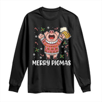 Christmas Pig Drinking Beer Long Sleeve Shirt Funny Merry Pigmas Gift - Wonder Print Shop