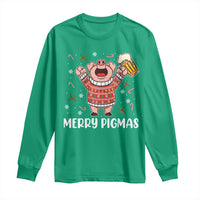 Christmas Pig Drinking Beer Long Sleeve Shirt Funny Merry Pigmas Gift - Wonder Print Shop
