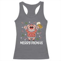 Christmas Pig Drinking Beer Racerback Tank Top Funny Merry Pigmas Gift - Wonder Print Shop