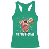 Christmas Pig Drinking Beer Racerback Tank Top Funny Merry Pigmas Gift - Wonder Print Shop