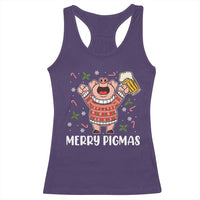 Christmas Pig Drinking Beer Racerback Tank Top Funny Merry Pigmas Gift - Wonder Print Shop