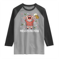 Christmas Pig Drinking Beer Raglan Shirt Funny Merry Pigmas Gift - Wonder Print Shop