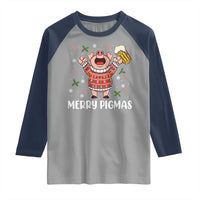 Christmas Pig Drinking Beer Raglan Shirt Funny Merry Pigmas Gift - Wonder Print Shop