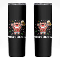 Christmas Pig Drinking Beer Skinny Tumbler Funny Merry Pigmas Gift - Wonder Print Shop