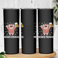 Christmas Pig Drinking Beer Skinny Tumbler Funny Merry Pigmas Gift - Wonder Print Shop