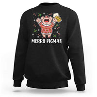 Christmas Pig Drinking Beer Sweatshirt Funny Merry Pigmas Gift - Wonder Print Shop