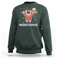 Christmas Pig Drinking Beer Sweatshirt Funny Merry Pigmas Gift - Wonder Print Shop