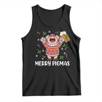 Christmas Pig Drinking Beer Tank Top Funny Merry Pigmas Gift - Wonder Print Shop