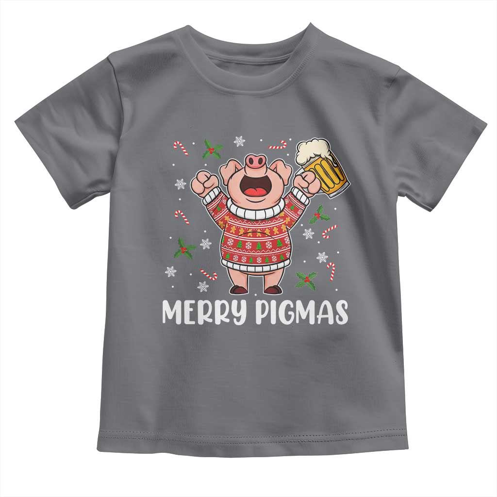 Christmas Pig Drinking Beer Toddler T Shirt Funny Merry Pigmas Gift - Wonder Print Shop
