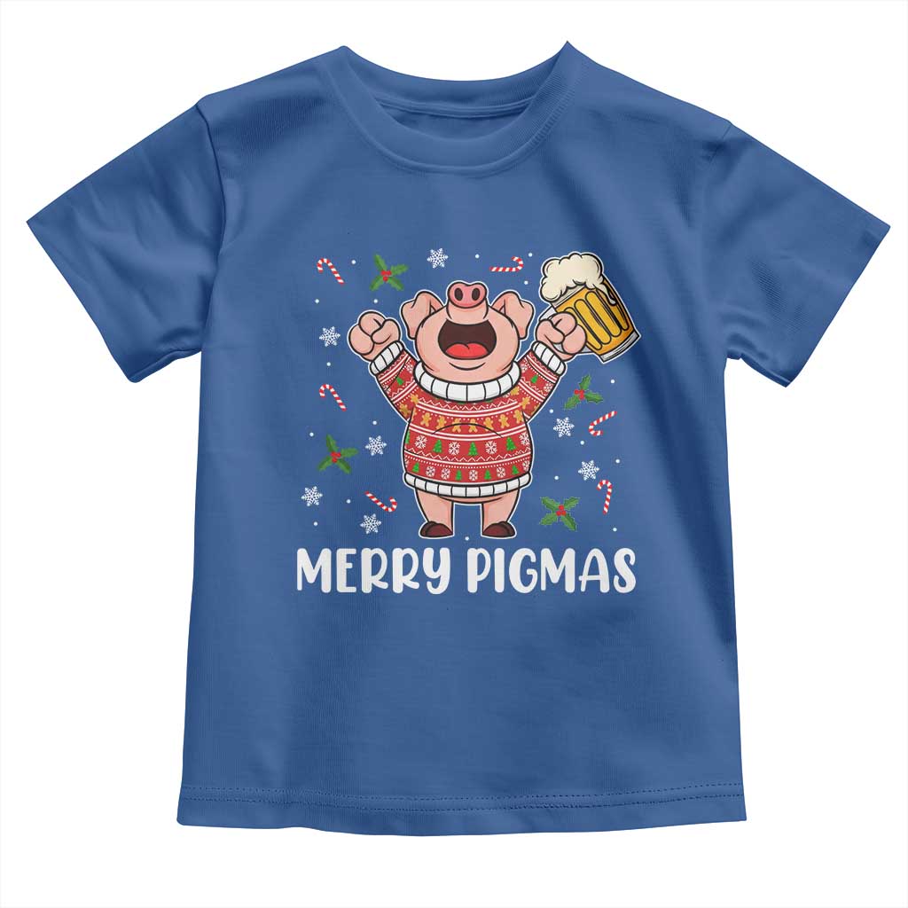 Christmas Pig Drinking Beer Toddler T Shirt Funny Merry Pigmas Gift - Wonder Print Shop