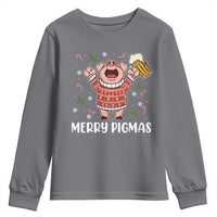 Christmas Pig Drinking Beer Youth Sweatshirt Funny Merry Pigmas Gift - Wonder Print Shop