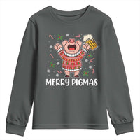 Christmas Pig Drinking Beer Youth Sweatshirt Funny Merry Pigmas Gift - Wonder Print Shop