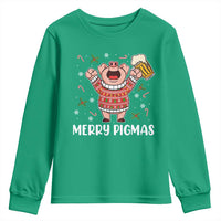 Christmas Pig Drinking Beer Youth Sweatshirt Funny Merry Pigmas Gift - Wonder Print Shop