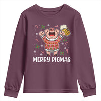 Christmas Pig Drinking Beer Youth Sweatshirt Funny Merry Pigmas Gift - Wonder Print Shop