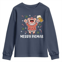 Christmas Pig Drinking Beer Youth Sweatshirt Funny Merry Pigmas Gift - Wonder Print Shop