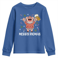 Christmas Pig Drinking Beer Youth Sweatshirt Funny Merry Pigmas Gift - Wonder Print Shop