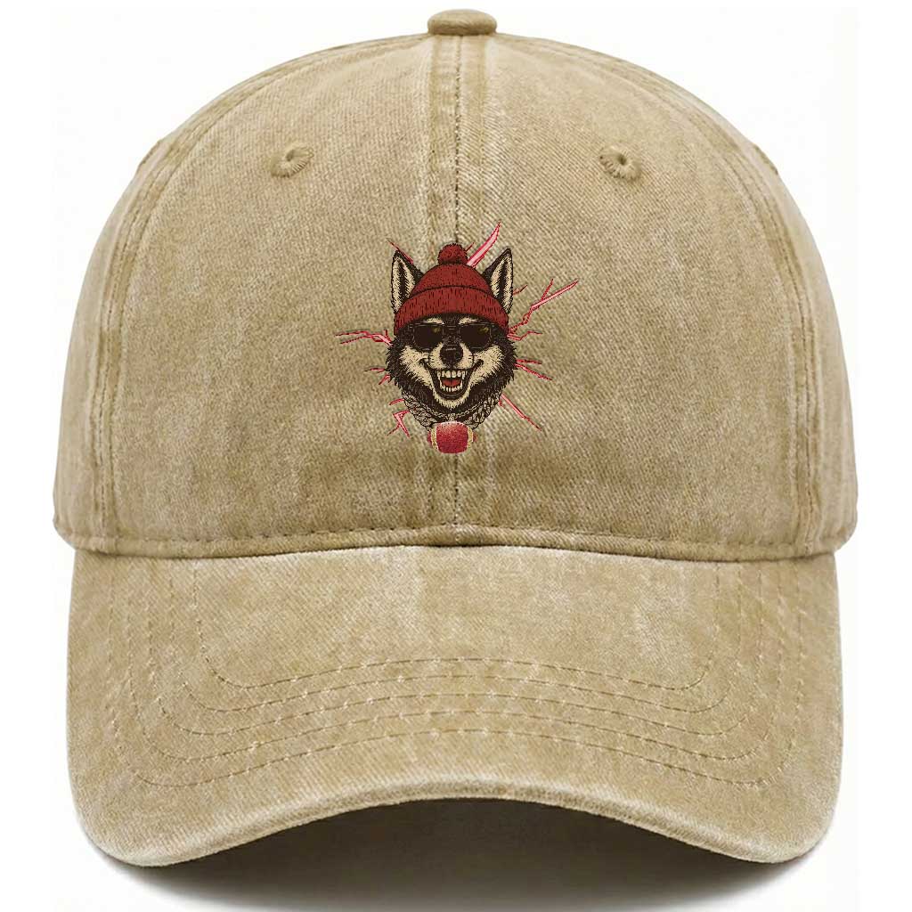 Howling Wolf Spirit For The Midwest Football Fan Washed Cotton Baseball Cap