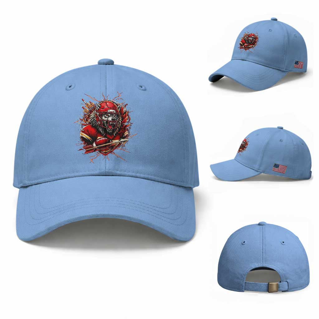 American Football Fan Wolf Spirit Baseball Cap Game Day Lifestyle