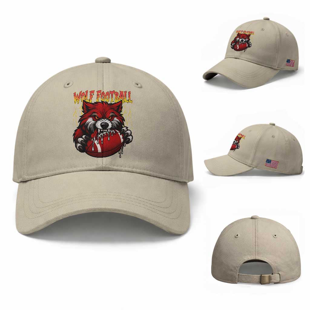 Wolf Football Lover Baseball Cap American Sports Fan Gift