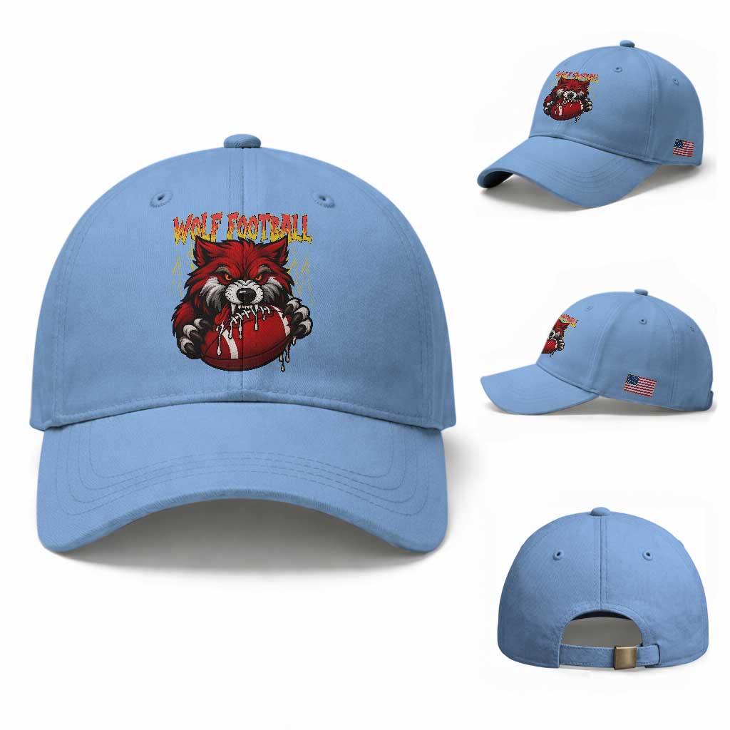Wolf Football Lover Baseball Cap American Sports Fan Gift