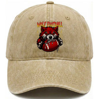 Wolf Football Lover Washed Cotton Baseball Cap American Sports Fan Gift