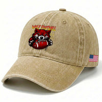 Wolf Football Lover Washed Cotton Baseball Cap American Sports Fan Gift