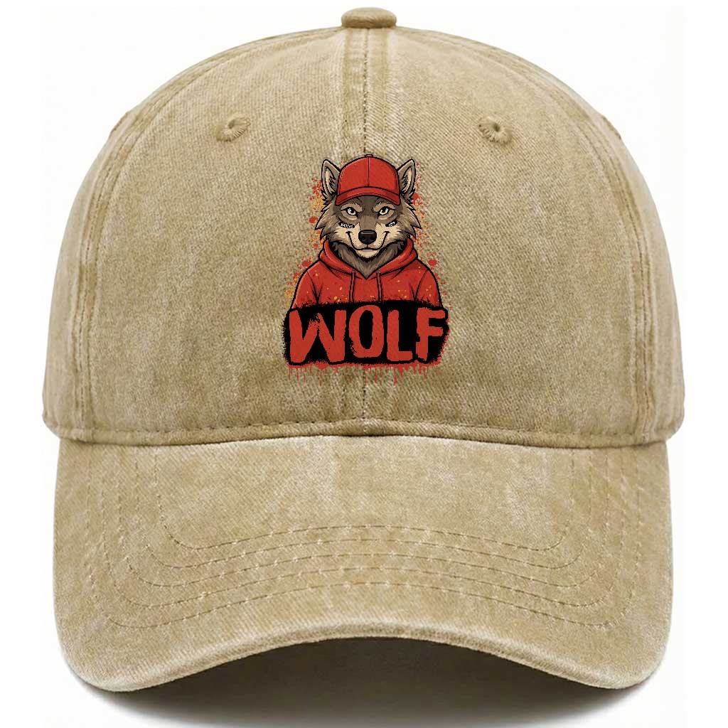 Wolf Football Lover Washed Cotton Baseball Cap Game Day Tailgate Lifestyle
