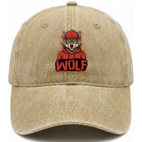 Wolf Football Lover Washed Cotton Baseball Cap Game Day Tailgate Lifestyle