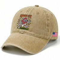 Funny Wolf Football Lover Washed Cotton Baseball Cap Sport Humor Gift