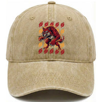 Wolf Football Lover Washed Cotton Baseball Cap Game Day Fan Lifestyle