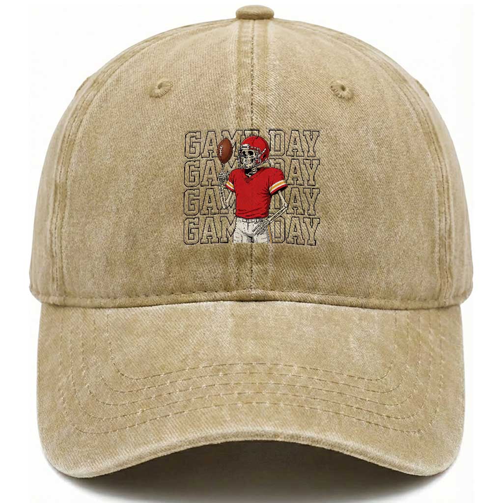 Funny Skeleton Dark Football Washed Cotton Baseball Cap Sport Humor Gift