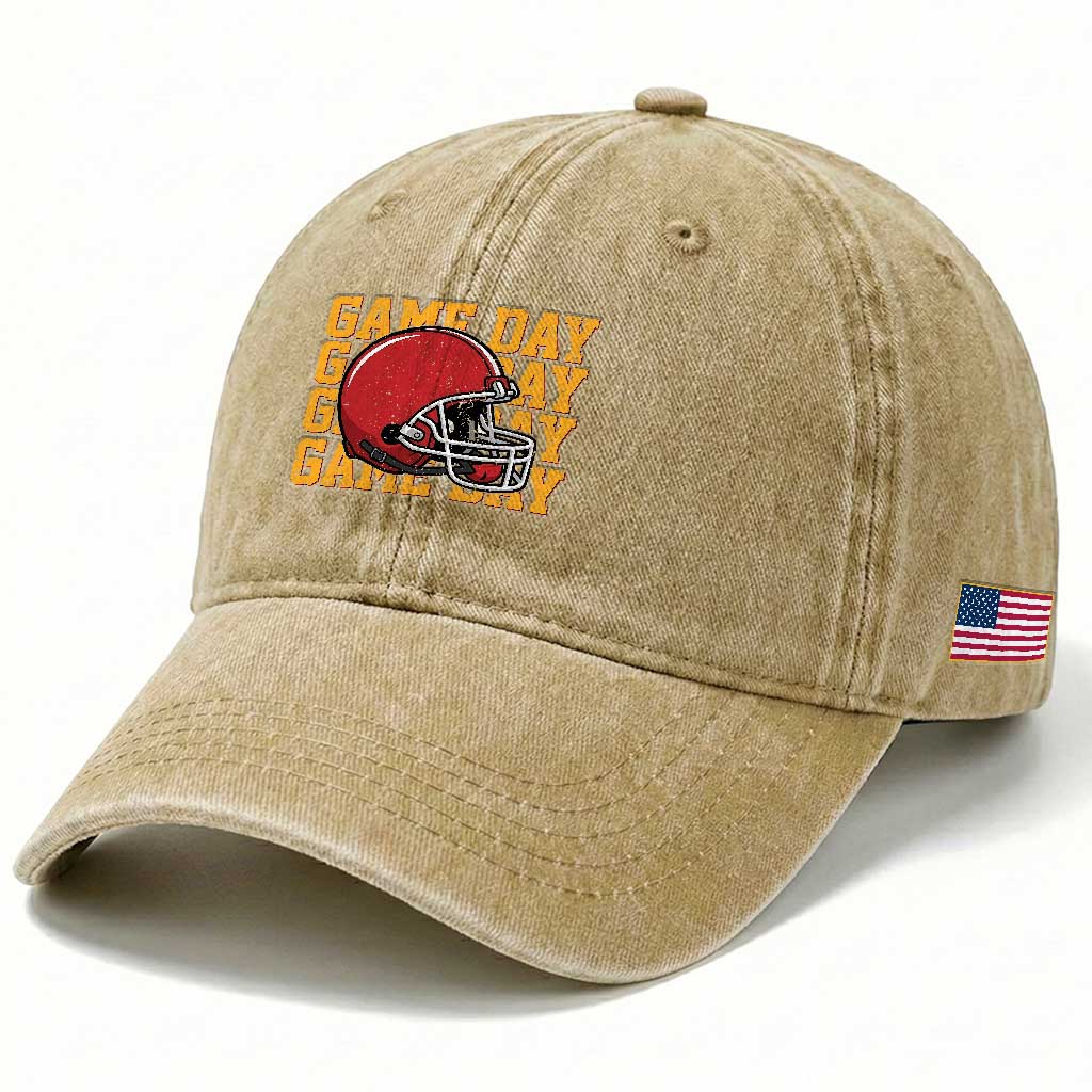 Funny Football Helmet Washed Cotton Baseball Cap Game Day Sport Lover Gift
