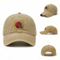 Funny Football Helmet Washed Cotton Baseball Cap Game Day Sport Lover Gift
