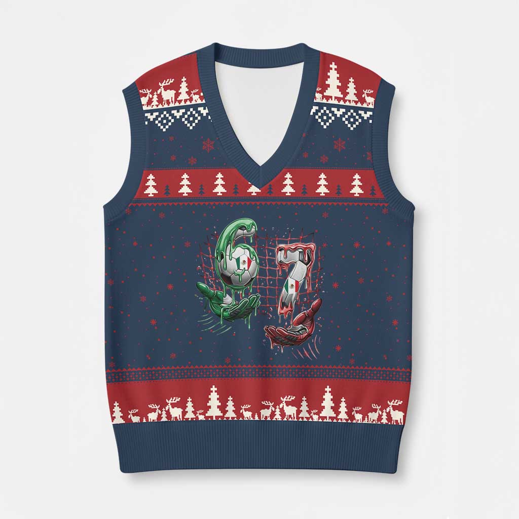 Drip Mexico Soccer Six Seven Meme V-Neck Knit Sweater Vest Mexicano Supporter Player Gift