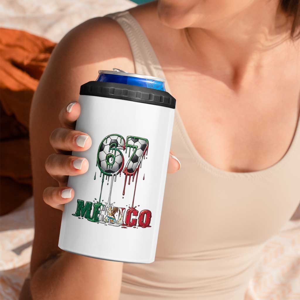 Funny Mexico Soccer 67 Meme 4 in 1 Can Cooler Tumbler Chicano Soccer Lovers