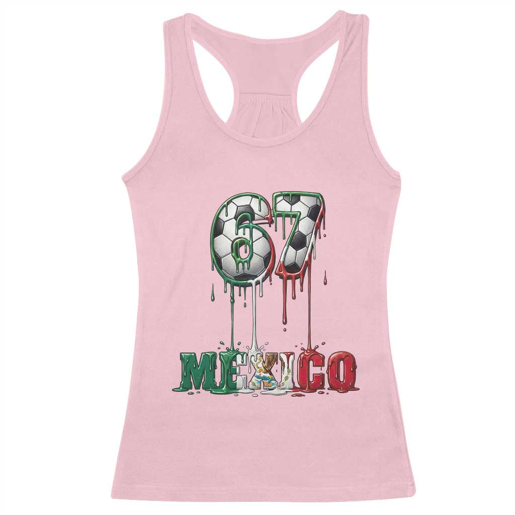 Funny Mexico Soccer 67 Meme Racerback Tank Top Chicano Soccer Lovers