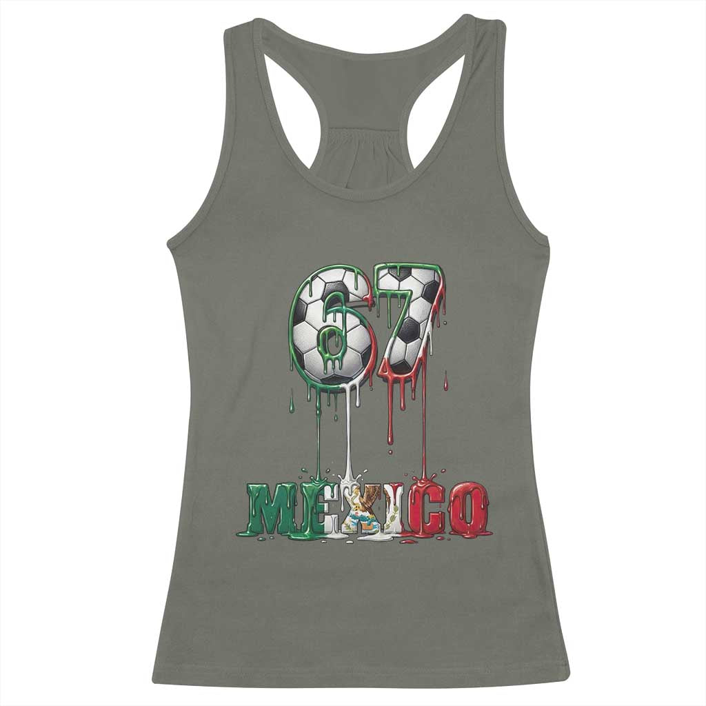 Funny Mexico Soccer 67 Meme Racerback Tank Top Chicano Soccer Lovers