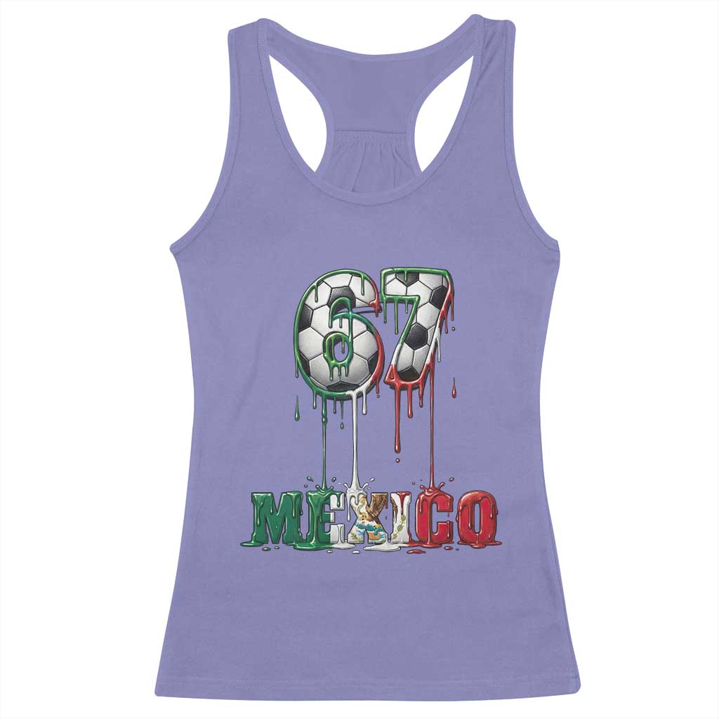 Funny Mexico Soccer 67 Meme Racerback Tank Top Chicano Soccer Lovers