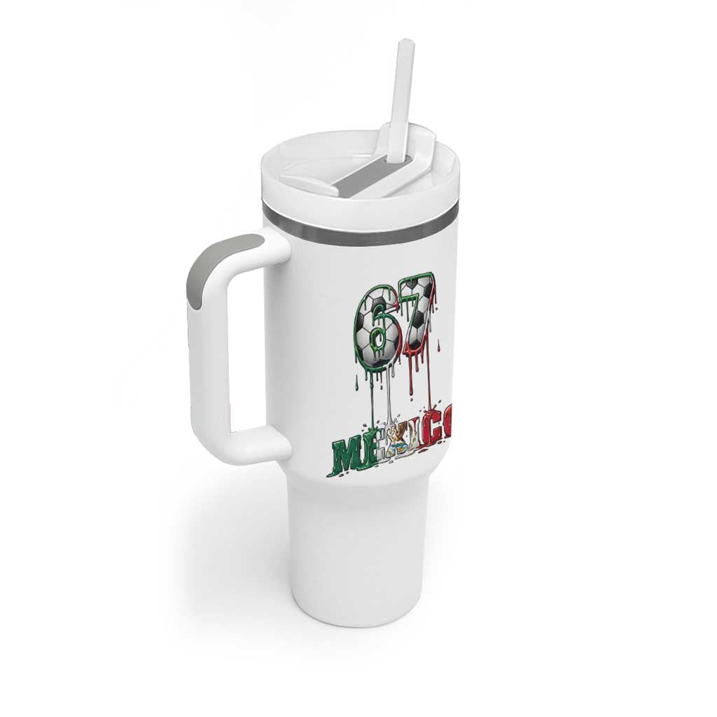 Funny Mexico Soccer 67 Meme Tumbler With Handle Chicano Soccer Lovers