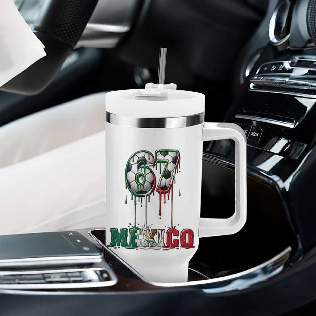 Funny Mexico Soccer 67 Meme Tumbler With Handle Chicano Soccer Lovers
