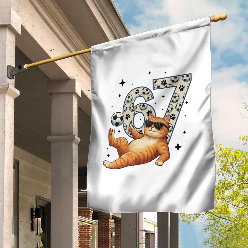 Funny Cat Playing Soccer Garden Flag Six Seven Meme