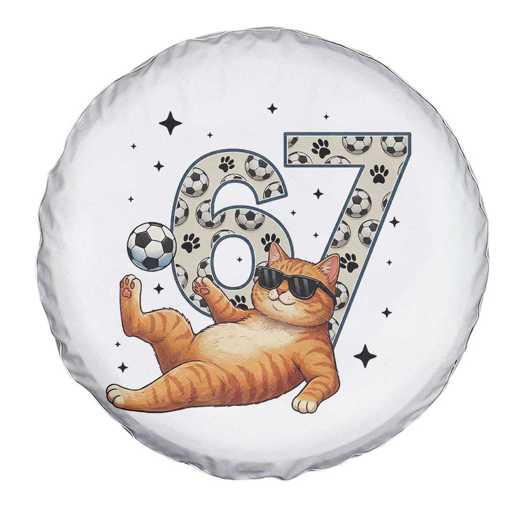 Funny Cat Playing Soccer Spare Tire Cover Six Seven Meme