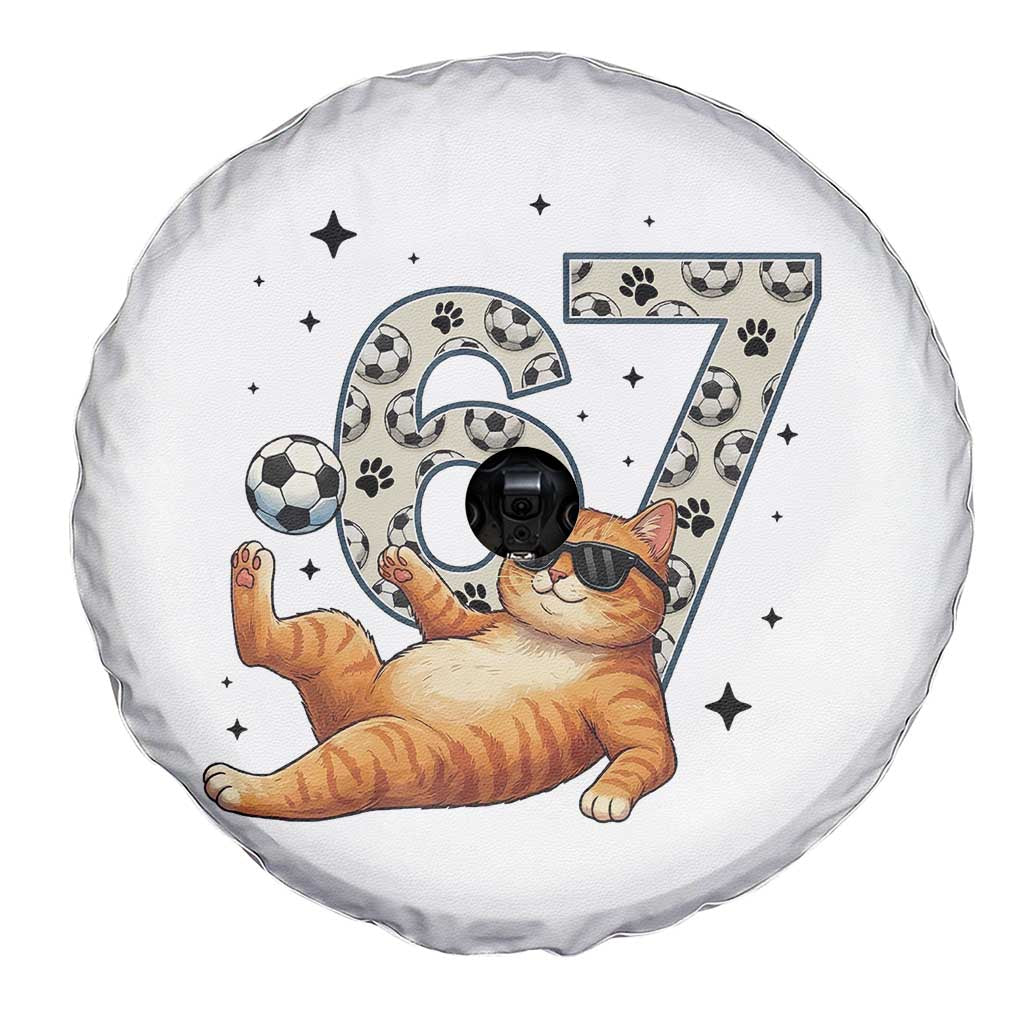 Funny Cat Playing Soccer Spare Tire Cover Six Seven Meme