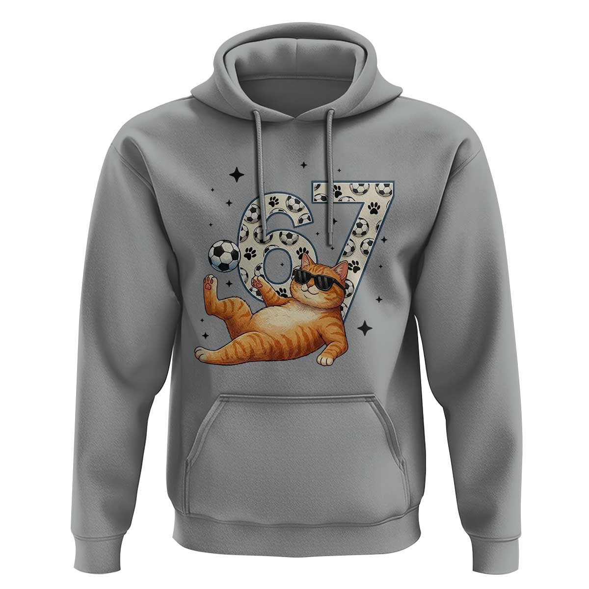 Funny Cat Playing Soccer Hoodie Six Seven Meme